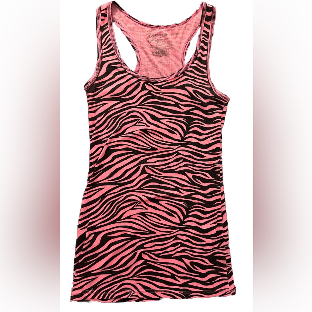 No Boundaries Women Size Large 11/13 Pink Zebra Tank Top Casual